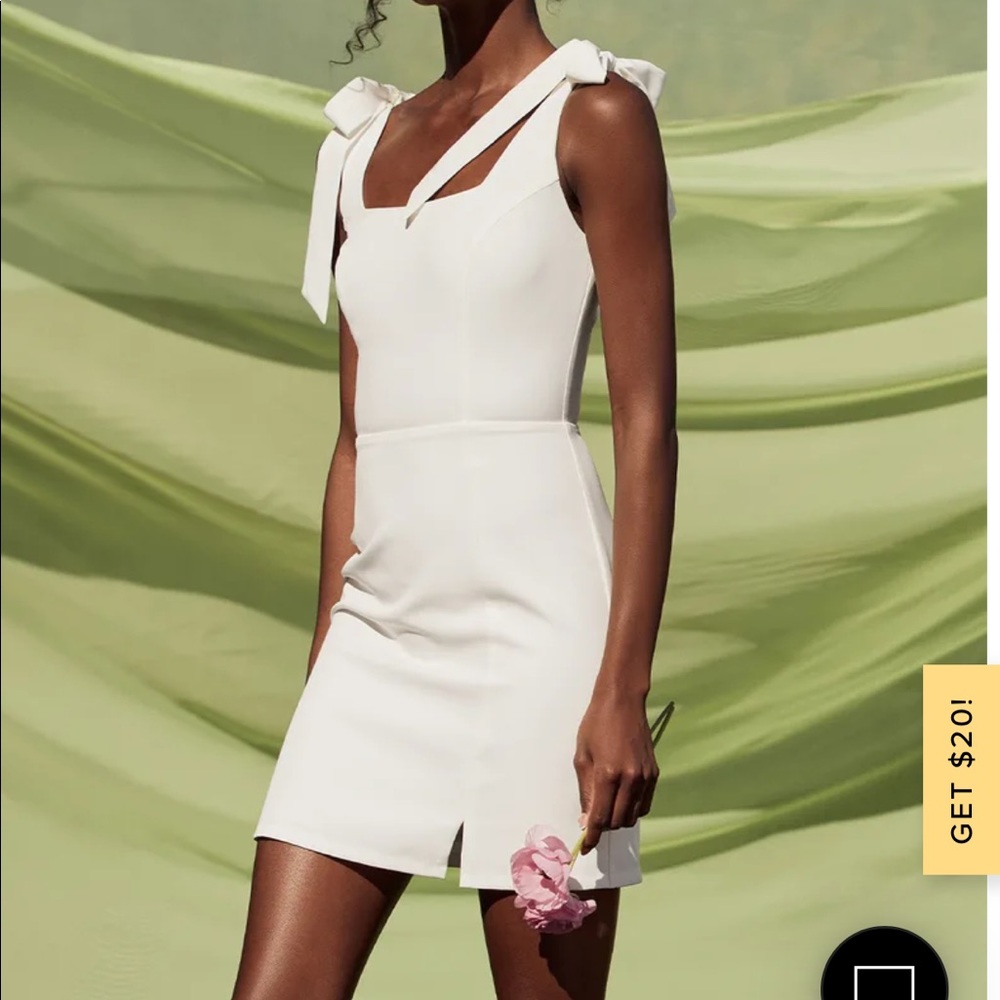 Lulus tie top white mini dress!